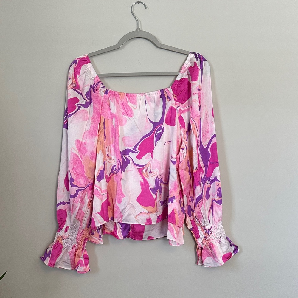 Elegant Pink and Purple Women's Blouse